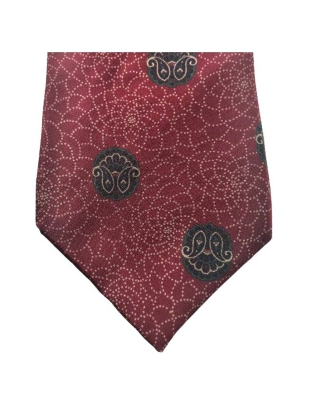 Vintage London Fog Abstract Geometric Burgundy Tie Extra 66" Made in USA